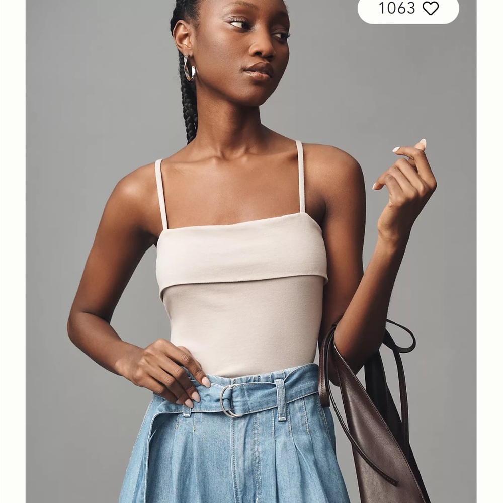 Anthropologie White Pilcro Foldover Tank